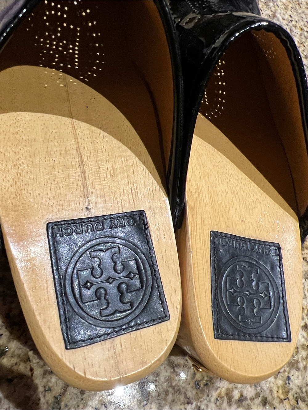 Tory Burch Black Patent Leather Studded Clogs - Picture 7 of 12